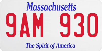 MA license plate 9AM930