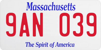 MA license plate 9AN039