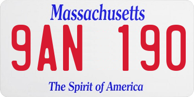 MA license plate 9AN190