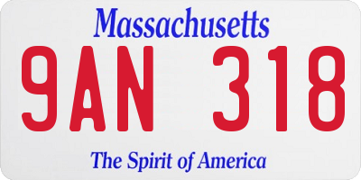MA license plate 9AN318