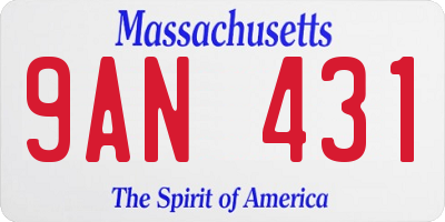 MA license plate 9AN431