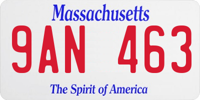 MA license plate 9AN463