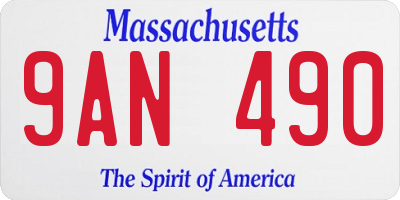 MA license plate 9AN490