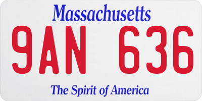 MA license plate 9AN636