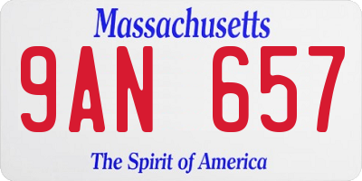 MA license plate 9AN657