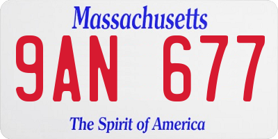 MA license plate 9AN677