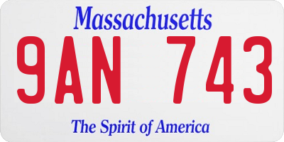 MA license plate 9AN743