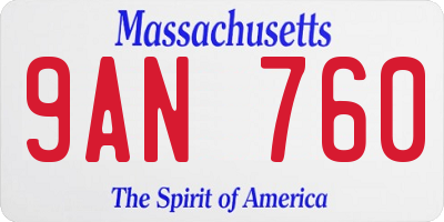 MA license plate 9AN760