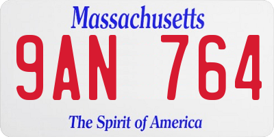 MA license plate 9AN764