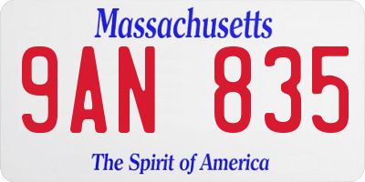 MA license plate 9AN835