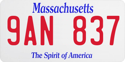MA license plate 9AN837