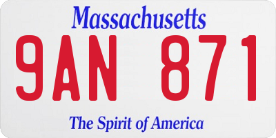 MA license plate 9AN871