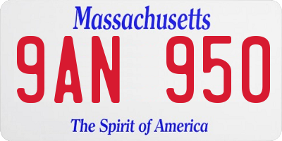 MA license plate 9AN950
