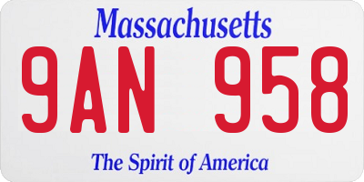 MA license plate 9AN958