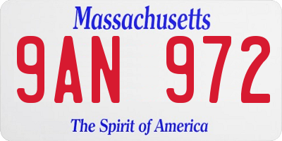 MA license plate 9AN972