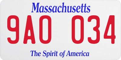 MA license plate 9AO034