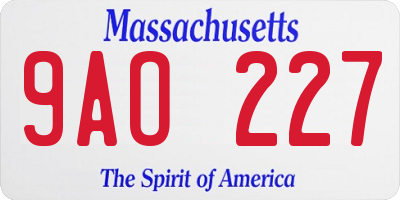 MA license plate 9AO227