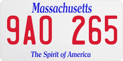 MA license plate 9AO265