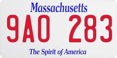 MA license plate 9AO283