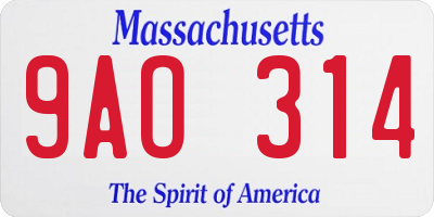 MA license plate 9AO314