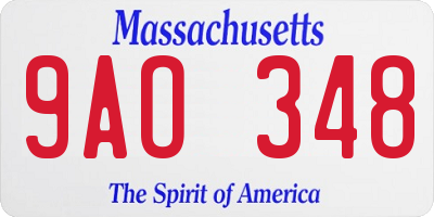 MA license plate 9AO348