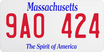 MA license plate 9AO424
