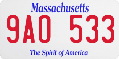 MA license plate 9AO533