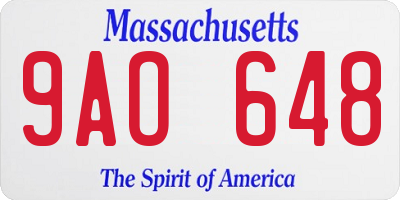 MA license plate 9AO648