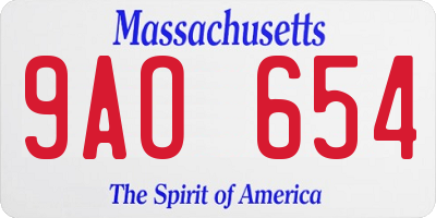 MA license plate 9AO654