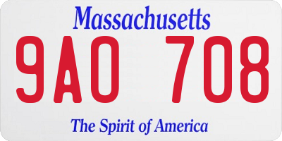 MA license plate 9AO708