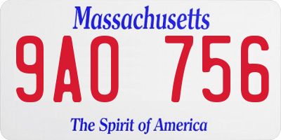MA license plate 9AO756