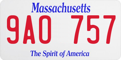 MA license plate 9AO757