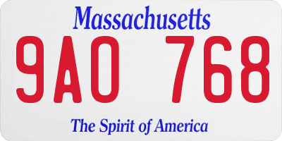 MA license plate 9AO768
