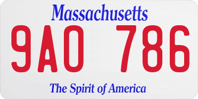 MA license plate 9AO786
