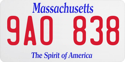 MA license plate 9AO838