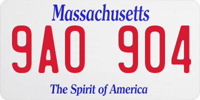MA license plate 9AO904