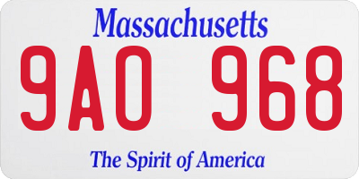MA license plate 9AO968