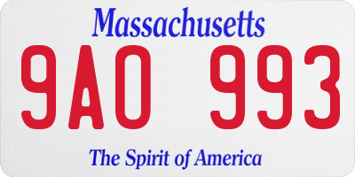 MA license plate 9AO993