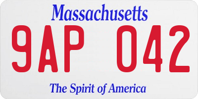 MA license plate 9AP042