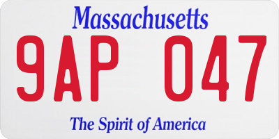MA license plate 9AP047