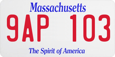 MA license plate 9AP103