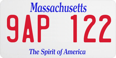 MA license plate 9AP122