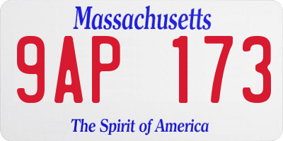 MA license plate 9AP173