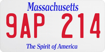 MA license plate 9AP214