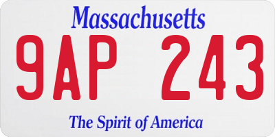 MA license plate 9AP243