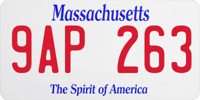 MA license plate 9AP263