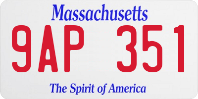 MA license plate 9AP351