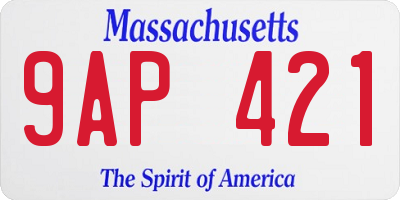 MA license plate 9AP421