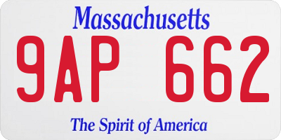 MA license plate 9AP662
