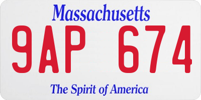 MA license plate 9AP674